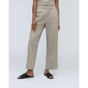 New Everlane Tan Off-White Stripe The Easy Pull-On Pants Women's Size 0